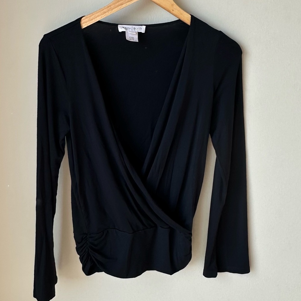 White House Black Market V neck faux wrap top